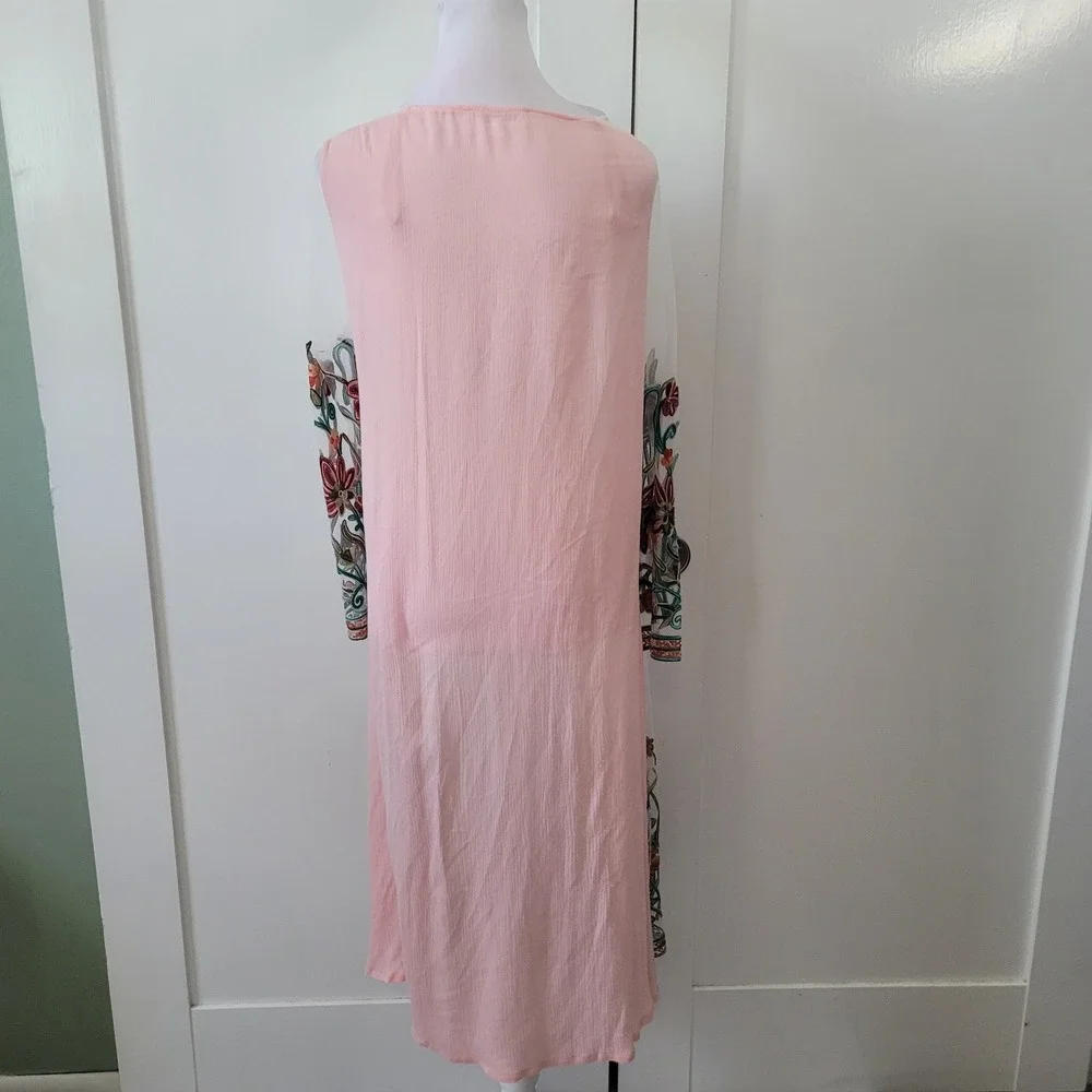Wonderland by Orange Women's Size S Sheer Duster Cardigan‎ Pink Floral Mesh